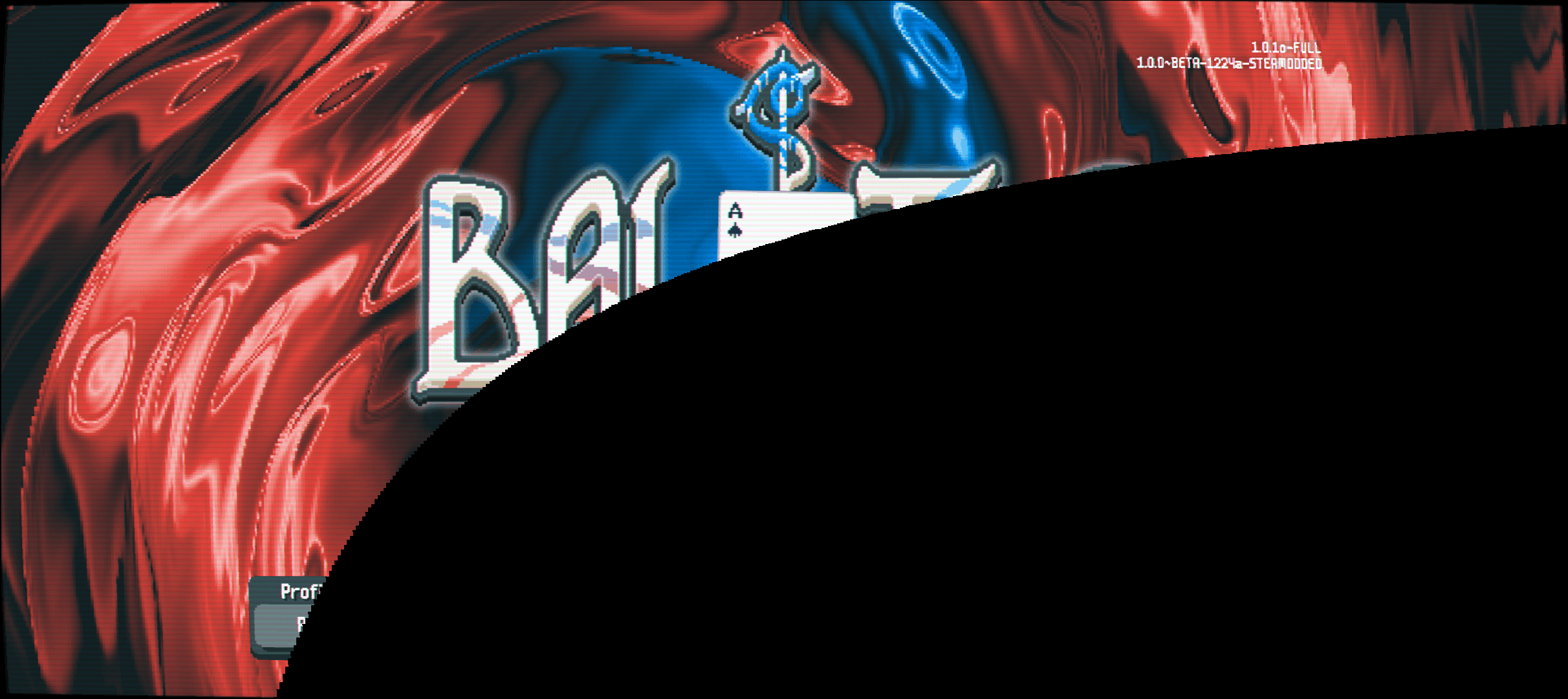 An image of the Balatro title screen with a big black oval in the way